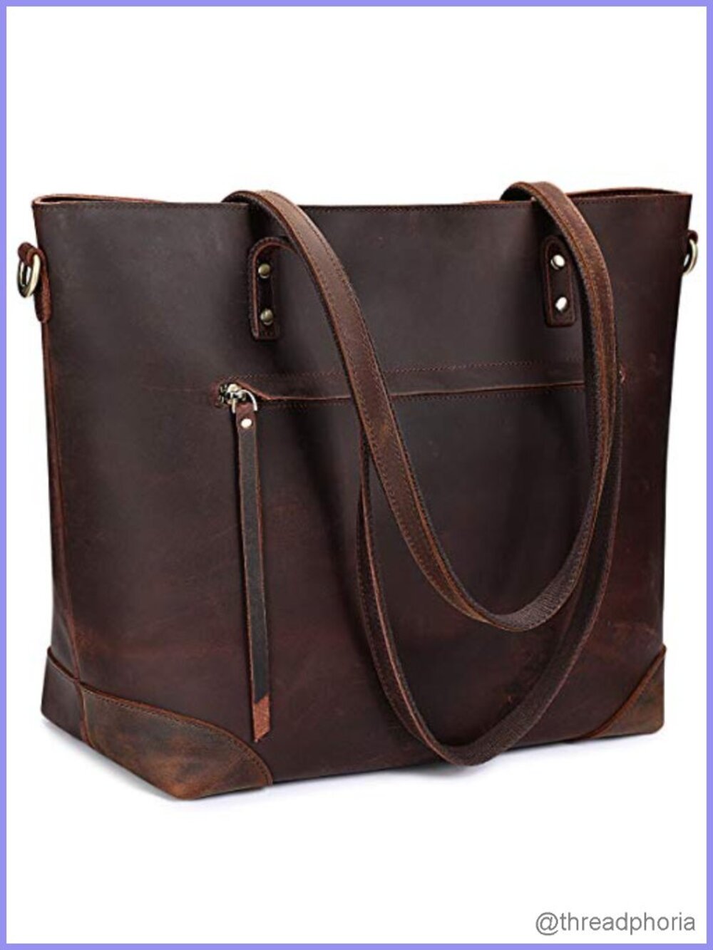 Vintage Genuine Leather Tote Bag Work Totes for Women Large Laptop Shoulder
